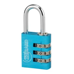 Cadenas aluminium à code - ALUCODE - 3 molettes - bleu FTH THIRARD