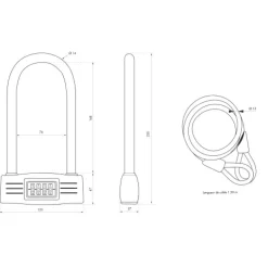 Cadenas antivol à code avec cable acier - UP - 4 molettes - noir FTH THIRARD