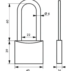 Cadenas à clé en laiton monobloc avec anse inox - MACH.3 T2 FTH THIRARD