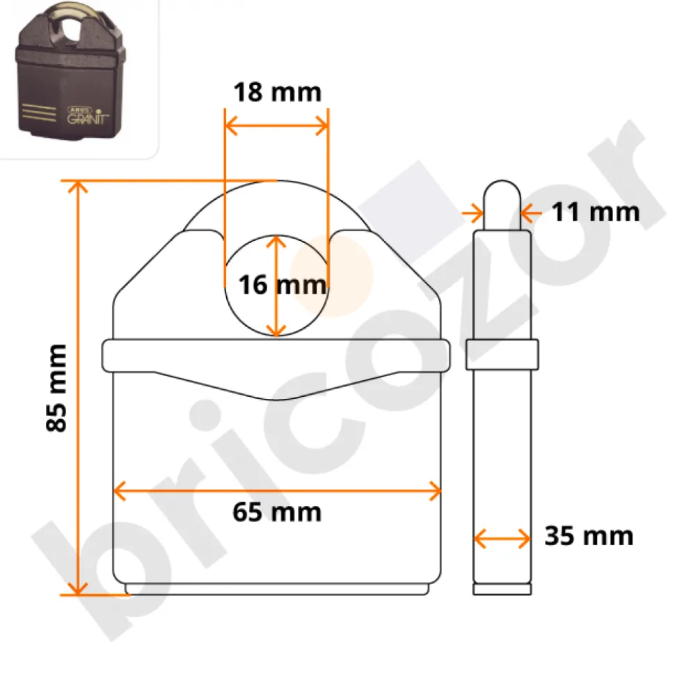 Cadenas à clé - haute protection - anse protégée - Granit™ - 37/60 ABUS
