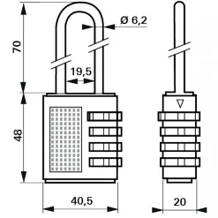 Cadenas à code compact 04 à anse en acier nickelé FTH THIRARD