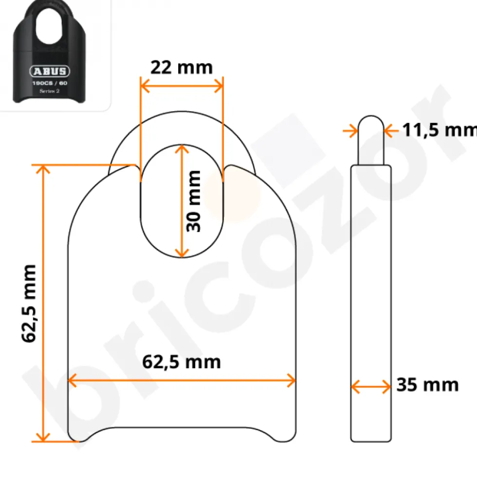 Cadenas à code 190CS-60 Blister - avec anse blindée - 4 molettes ABUS
