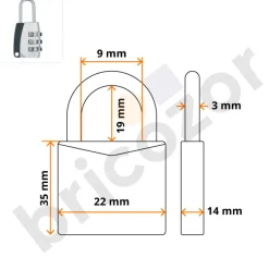 Cadenas à code - 155 - Design Blister - 3 molettes - gris - ep 14 ABUS