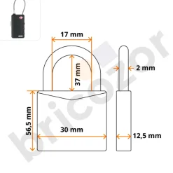 Cadenas à code à indicateur spécial USA 148TSA anse câble - 3 molettes ABUS