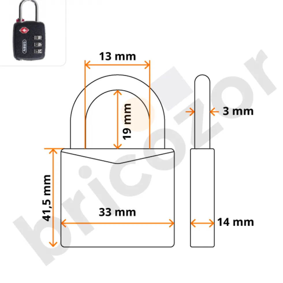 Cadenas à code à indicateur spécial USA 146-30TSA cuir noir - 3 molettes ABUS