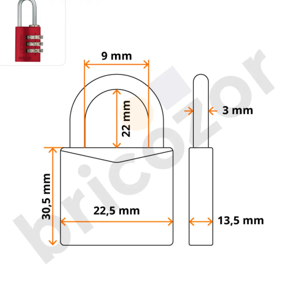 Cadenas à code personnalisable - corps aluminium anodisé - 145 - rouge ABUS
