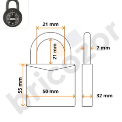 Cadenas à combinaison 78 avec système de verrouillage sur clé passe ABUS