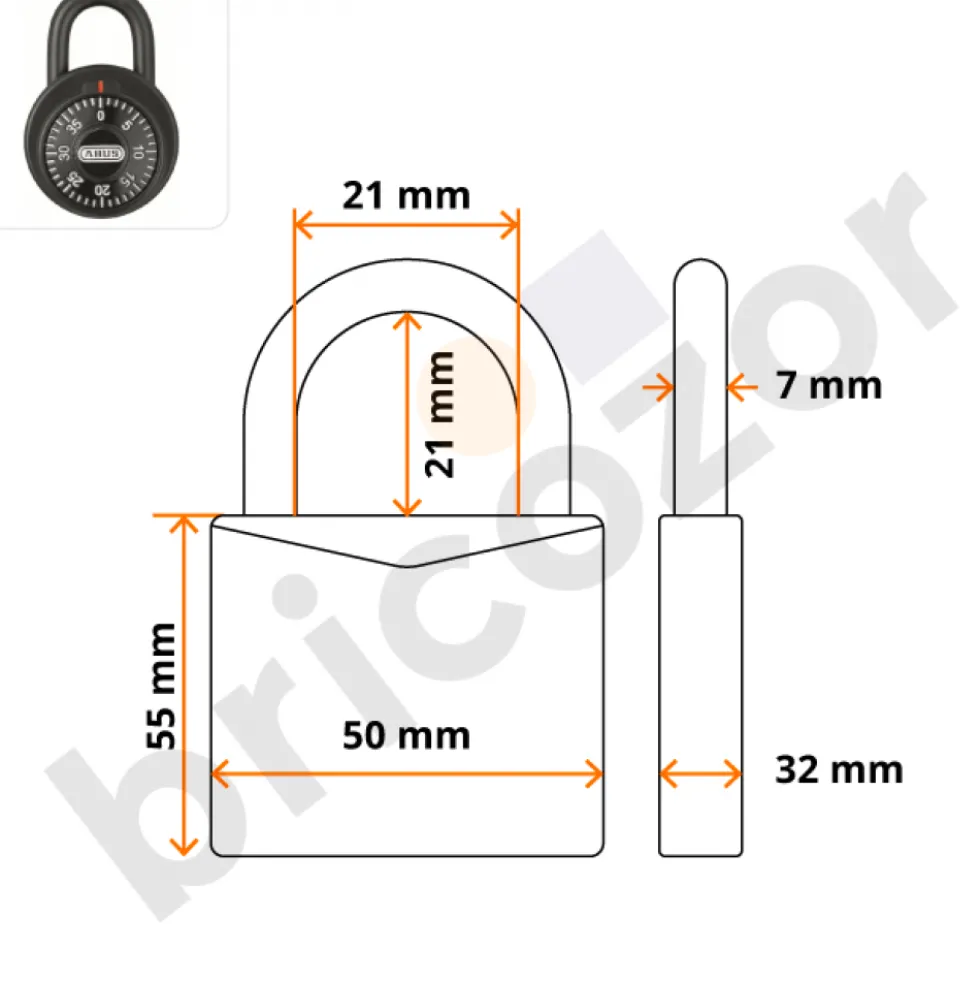 Cadenas à combinaison 78 avec système de verrouillage sur clé passe ABUS