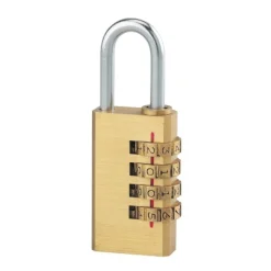 Cadenas laiton à code - 4 molettes - 28mm - anse en acier nickelé FTH THIRARD