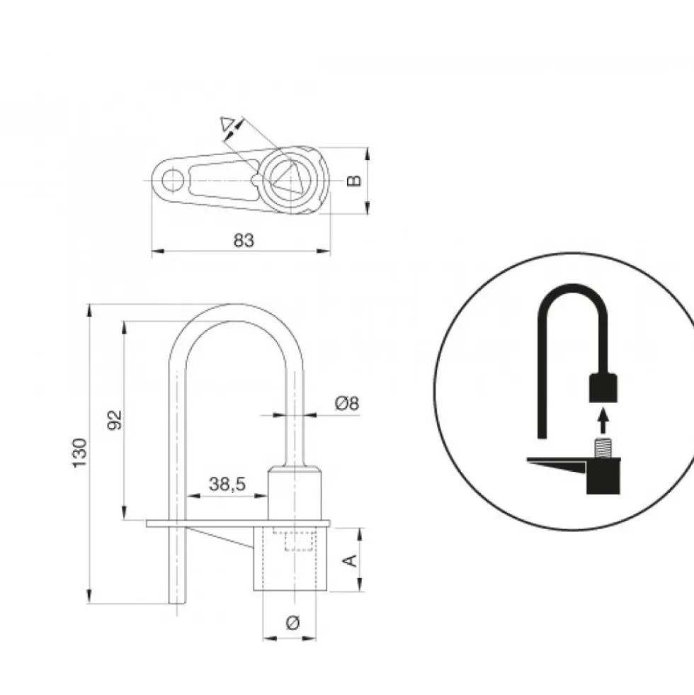 Cadenas pompier à triangle en acier - anse inox COUILLET