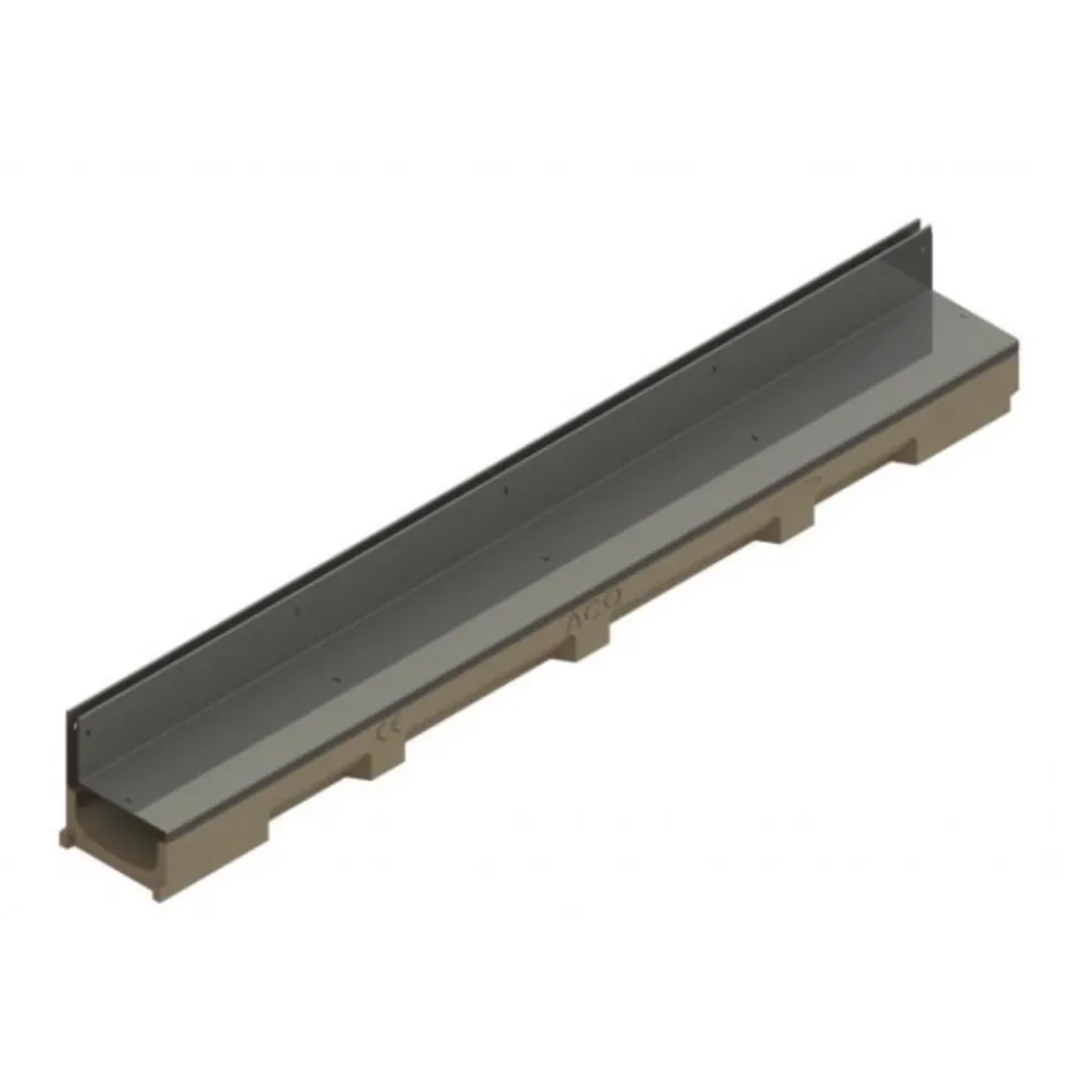 Caniveau béton polymère H55 mm avec couv à fente Inox 304L - Self 100 ACO