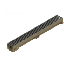 Caniveau béton polymère H95mm avec grille passerelle acier galva - Self 100 ACO