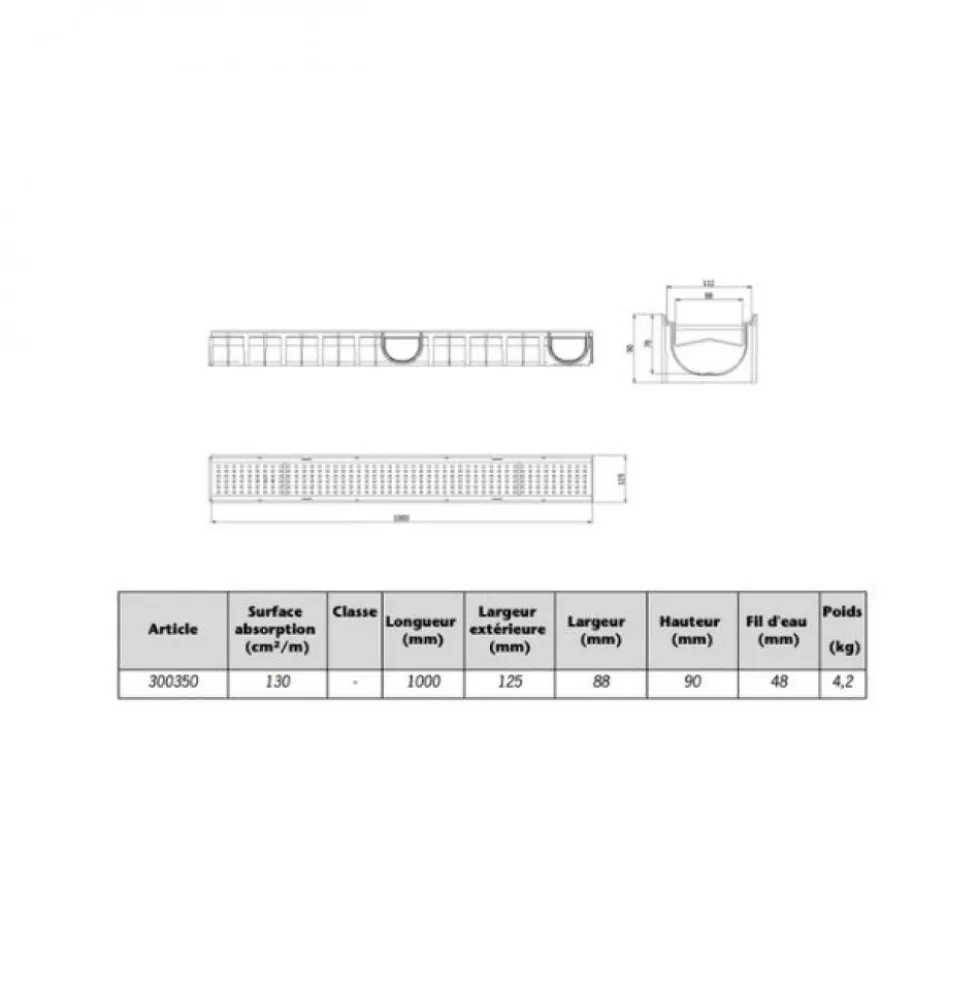 Caniveau d'extérieur PE-PP avec grille acier galvanisé perforée - ACO Stone ACO