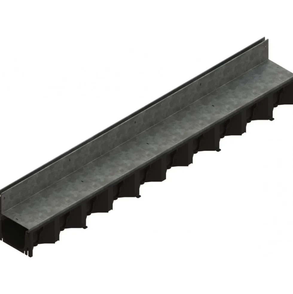Caniveau polypropylène avec couverture à fente acier galva - Hexaline 100 ACO