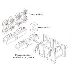 Chariots doubles pour rénovation de coulissant aluminium - charge 180 kg LA CROISÉE DS