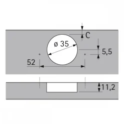 Charnière invisible 95° Intermat 9936 W45 - avec technique de clipsage HETTICH
