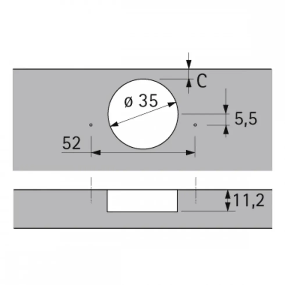 Charnière invisible 95° Intermat 9936 W45 - avec technique de clipsage HETTICH