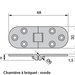 Charnière invisible - ronde - en laiton A LENNE