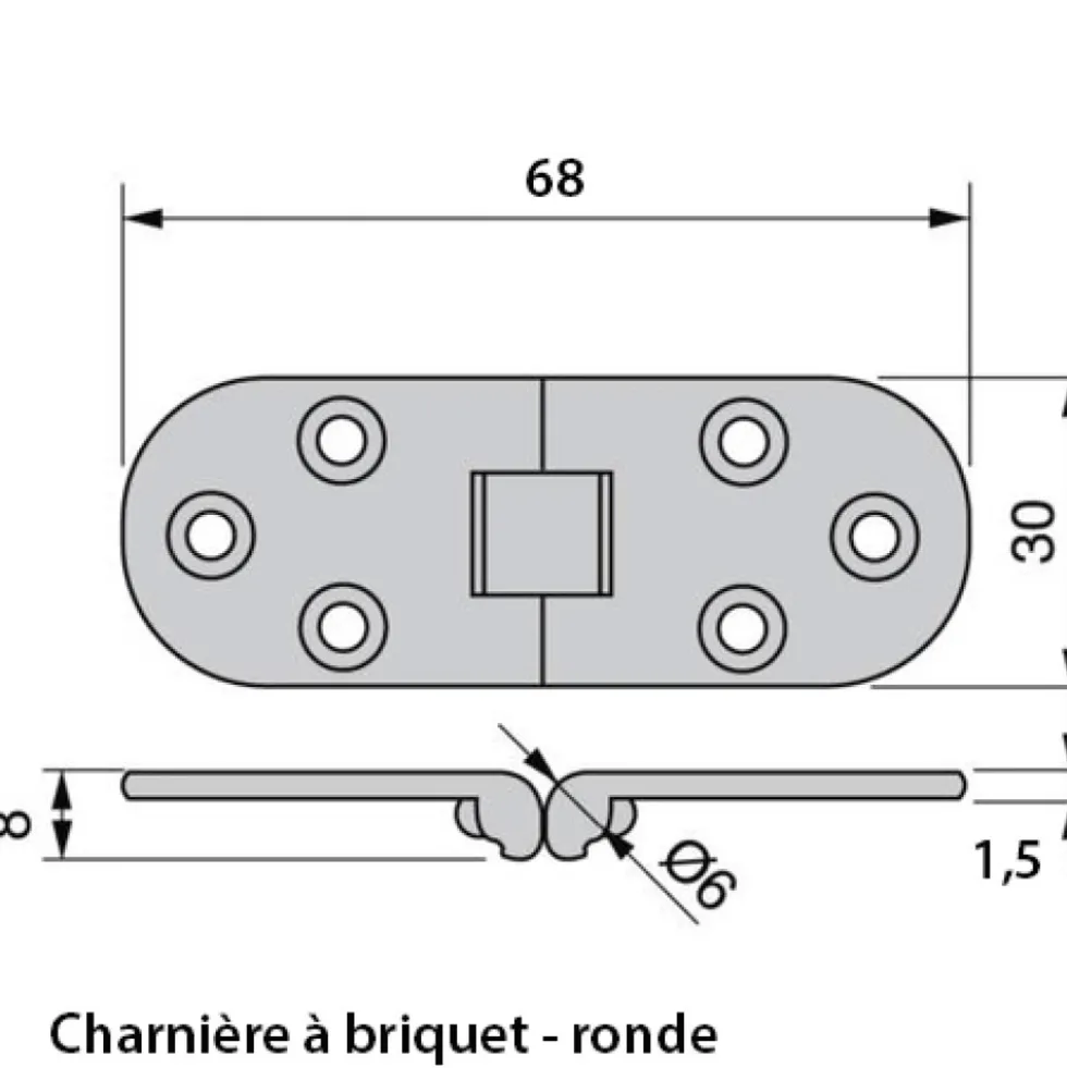 Charnière invisible - ronde - en laiton A LENNE