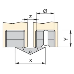Charnière invisible spécifique cylindriques à encastrer 180° SYNERCIA