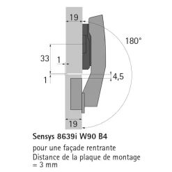 Charnière invisible à visser 95° Sensys 8639i W90 HETTICH
