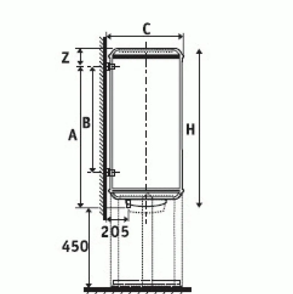 Chauffe-eau blindé compact - pose murale verticale - 150 litres Chaufféo ATLANTIC