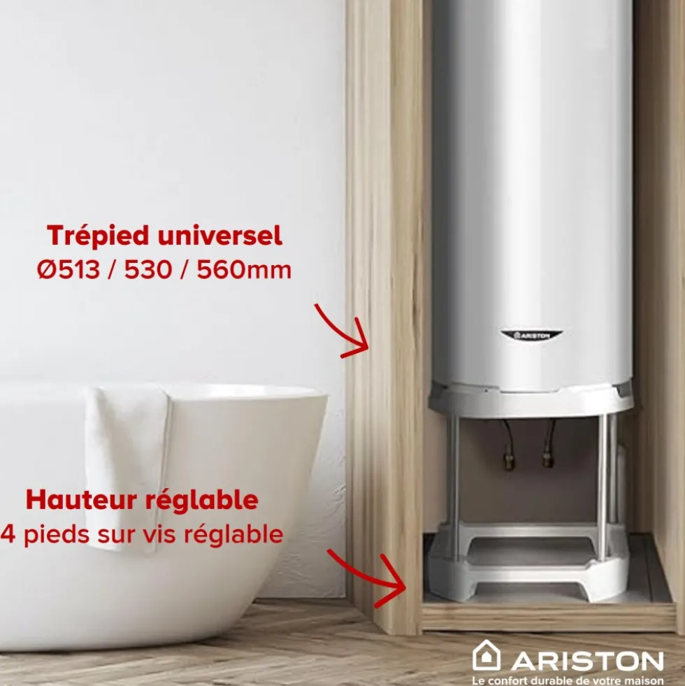 Chauffe-eau électrique blindé vertical Initio 200L avec trépied et groupe de sécurité ARISTON