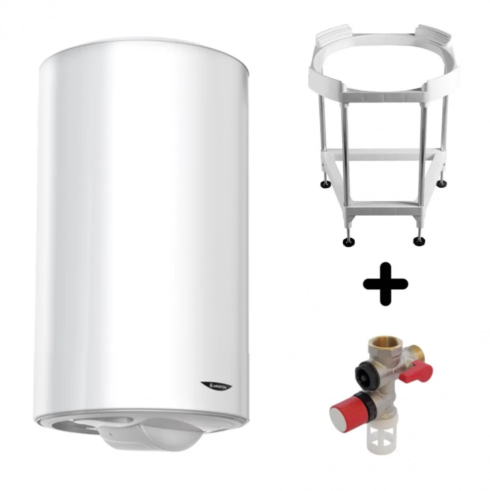 Chauffe-eau électrique blindé vertical Initio 150L avec trépied et groupe de sécurité ARISTON