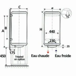 Chauffe-eau électrique stéatite - magnésium vertical mural - 50 L Chauffeo Plus ATLANTIC
