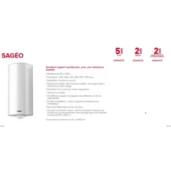 Chauffe-eau électrique stéatite vertical mural 150L Ø560mm - Sagéo ARISTON