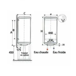 Chauffe-eau stéatite - Magnésium vertical mural - 150 L Chaufféo Plus ATLANTIC