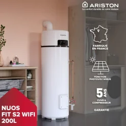 Chauffe-eau thermodynamique 200L compact et connecté A+ NUOS FIT ARISTON