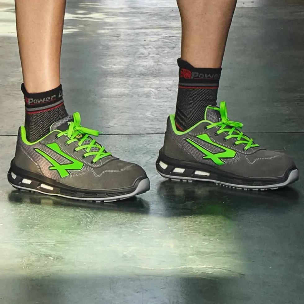 Chaussures de sécurité basses POINT S1 P SRC - noir et vert fluo UPOWER