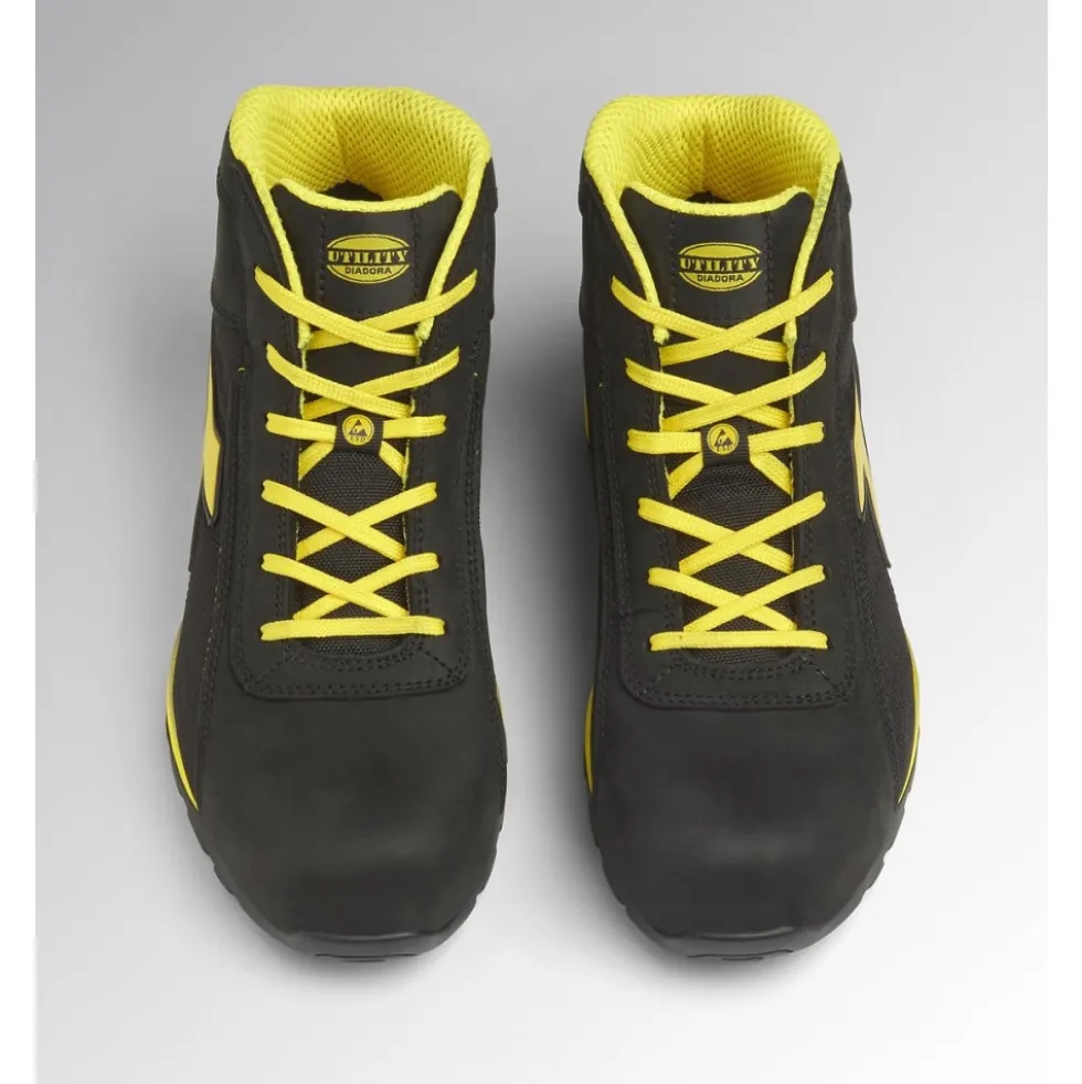 Chaussures de sécurité hautes GLOVE HYPERFORM MID S3S FO HRO SR ESD - noir et jaune Diadora Utility