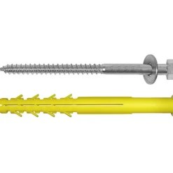 Cheville longue avec tire-fond à tête hexagonale et rondelle - par 20 ING FIXATIONS