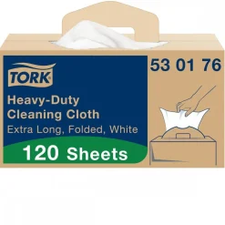 Chiffons de nettoyage blancs ultra-résistants non tissés - 61,5x35,5cm - x120 TORK