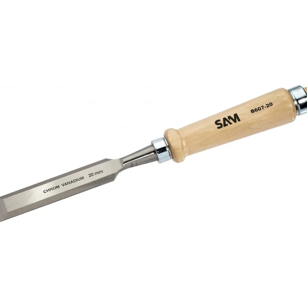 Ciseau à bois avec manche en bois - longueur lame 145 mm SAM OUTILLAGE