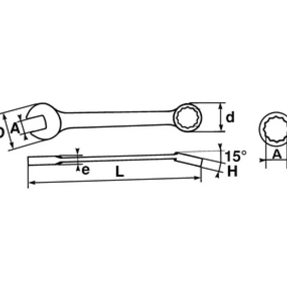 Clé mixte à fourche effilée et œil extra fin surface drive SAM OUTILLAGE