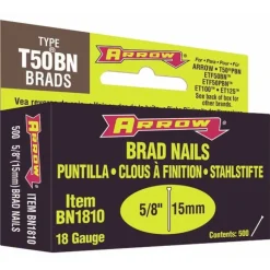 Clous BN 1810 - 15 mm - pour agrafeuses cloueuses - par 1000 ARROW