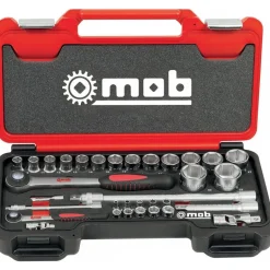 Coffret box 1/4" et 1/2" 6 pans avec cliquet rond - 33 pièces MOB