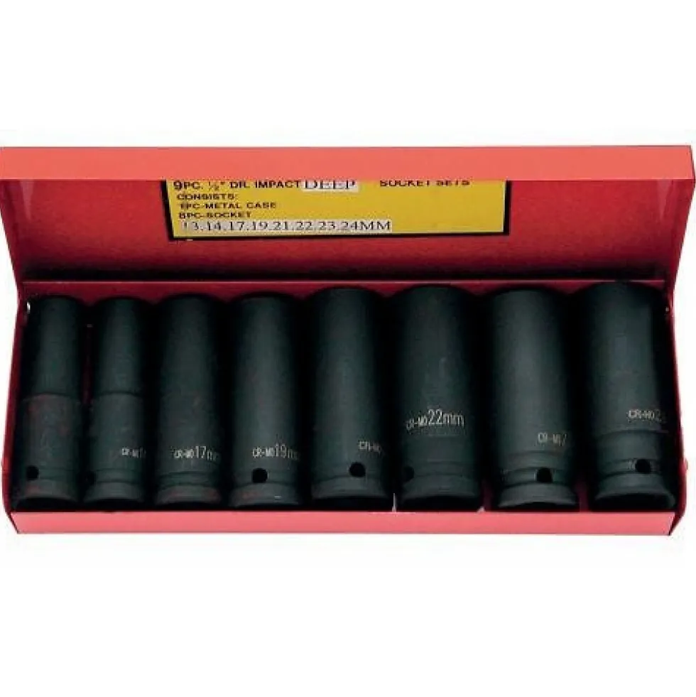 Coffret de douilles à chocs longues 1/2'' 6 pans - 8 pièces SAM OUTILLAGE