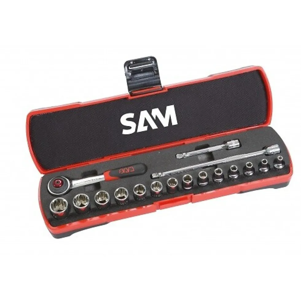 Coffret de douilles tout profil carré 1/4" - 17 pièces SAM OUTILLAGE