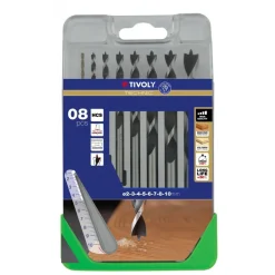 Coffret de 8 forets bois gradués - 3 pointes - Ø 2 à 10 mm TIVOLY