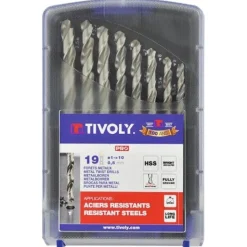 Coffret de 19 forets HSS Pro - diamètre 1 à 10mm - pour acier et fonte TIVOLY