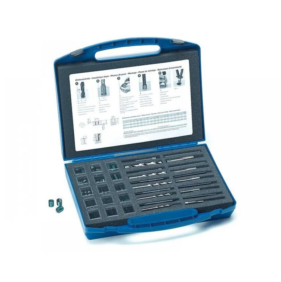 Coffret de réparation M5 à M12 avec 210 filets HELICOIL
