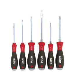 Coffret de 6 tournevis, manche bi-matière, écrou et lame six pans WIHA