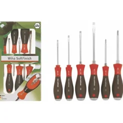 Coffret de 6 tournevis, manche bi-matière, écrou et lame six pans WIHA