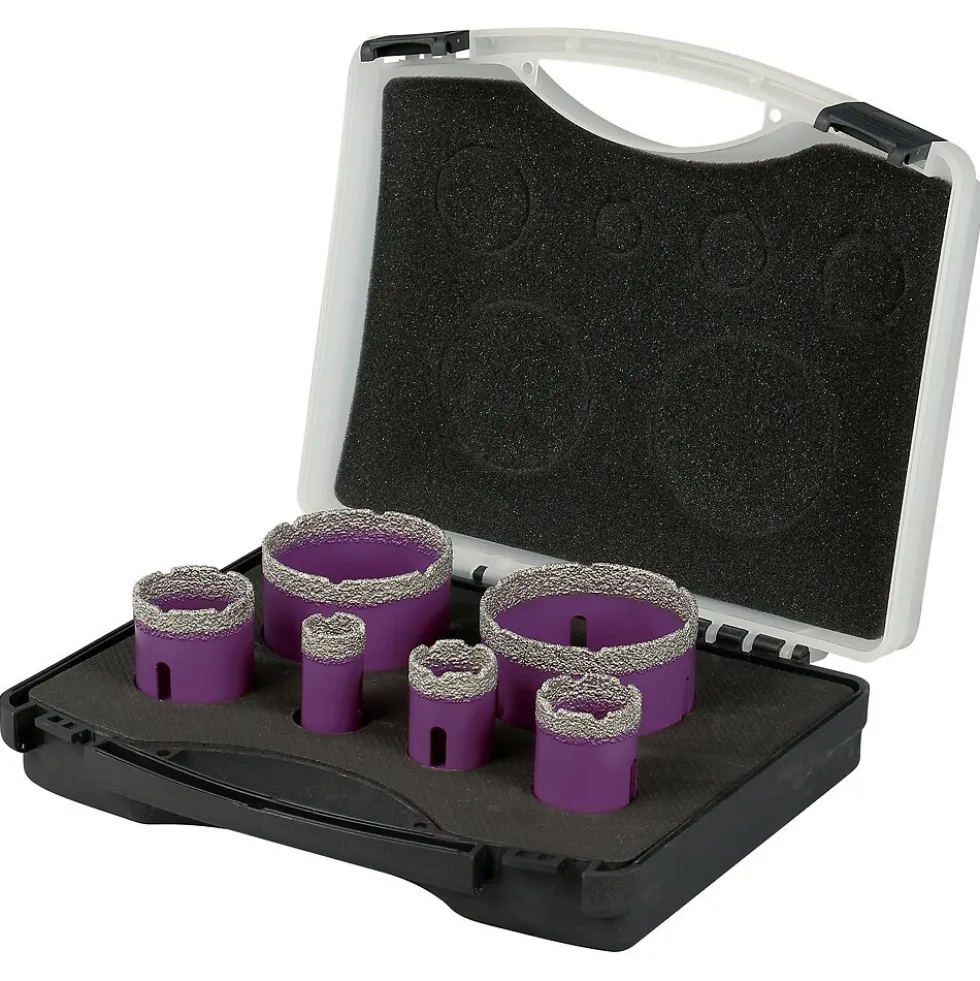 Coffret de 6 trépans diamant à sec M14 - 22 à 76 mm SIDAMO