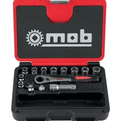 Coffret 10 douilles débouchées -1 cliquet -1 rallonge -2 adaptateurs MOB