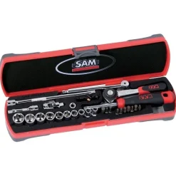 Coffret 1/4'' douilles et accessoires - 33 pièces SAM OUTILLAGE